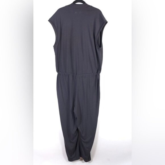 ADIDAS CLIMALITE Charcoal Gray WANDERLUST Wrap Front Jumpsuit Women’s LARGE - Picture 4 of 15